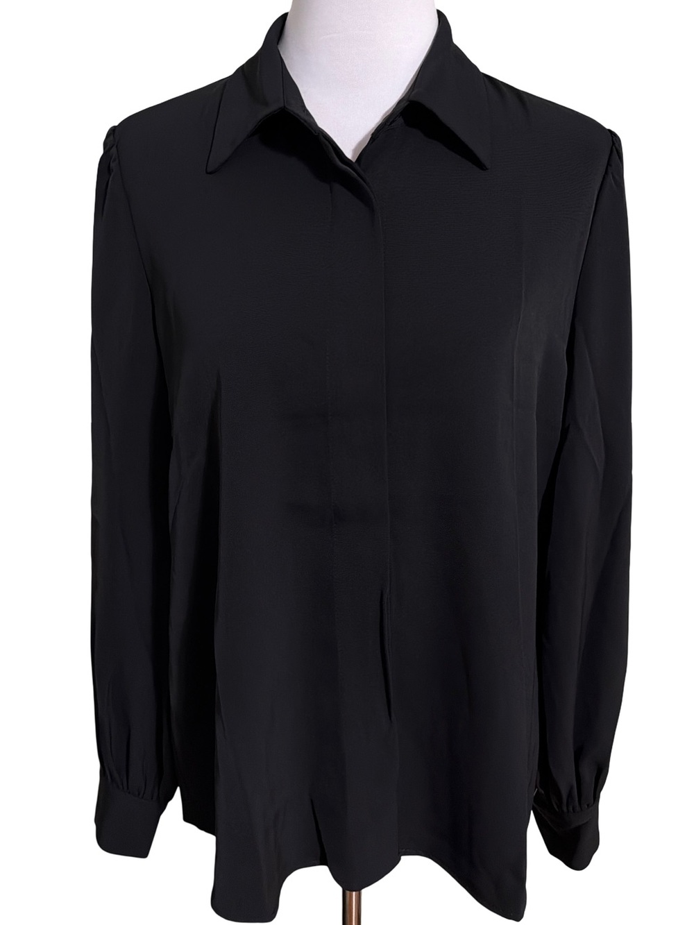 Fehaute Black Long Sleeve Button Down Shirt Size 6